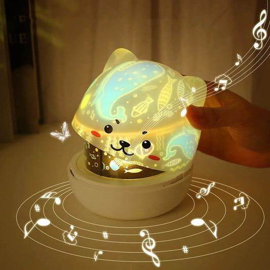 Veilleuse Bébé 3-en-1 : Lampe de Projection, Boîte à Musique et Veilleuse Magique 🌟🎶