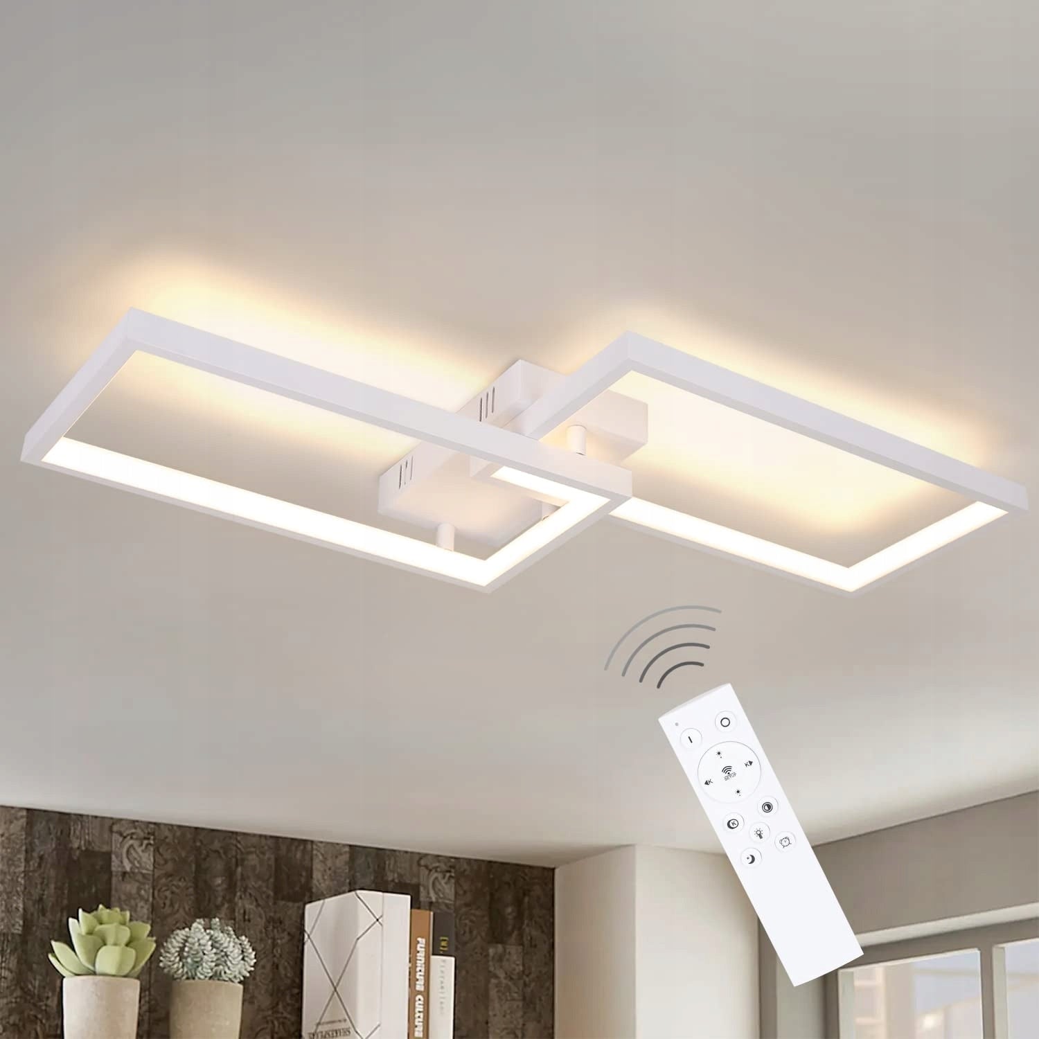 Plafonnier LED Moderne, Blanc, 22W Dimmable avec Télécommande, en Aluminium et Métal