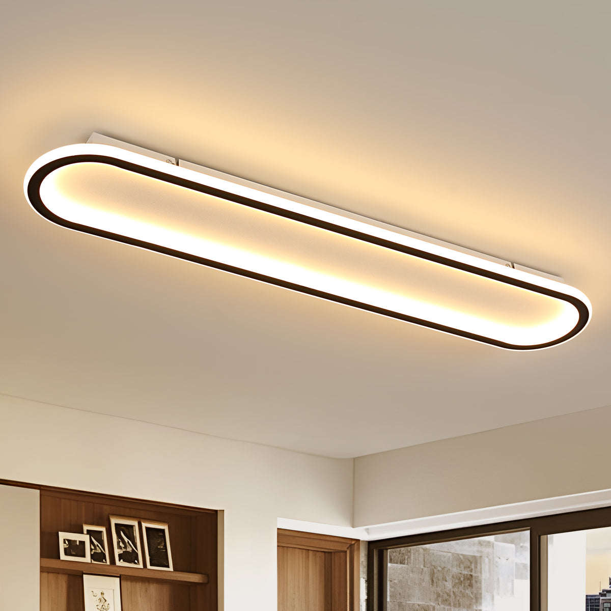 Plafonnier LED Moderne en Forme de Piste Noir et Blanc 80.5x16x5cm - Lumière Chaude 3000K