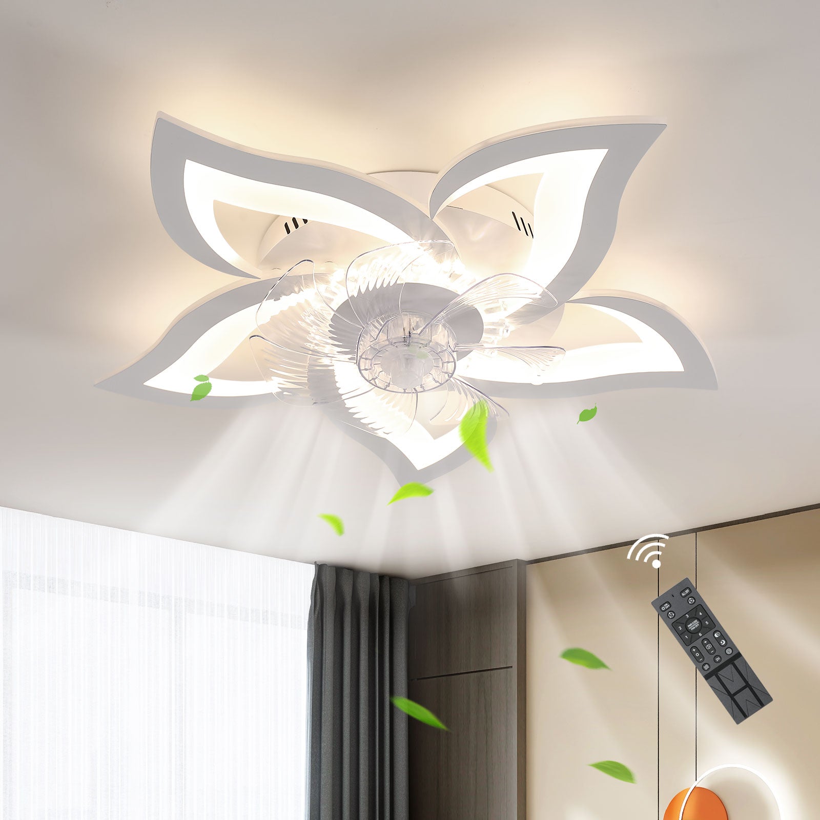 Ventilateur de Plafond avec Éclairage, 62W Moderne Plafonnier LED avec Télécommande