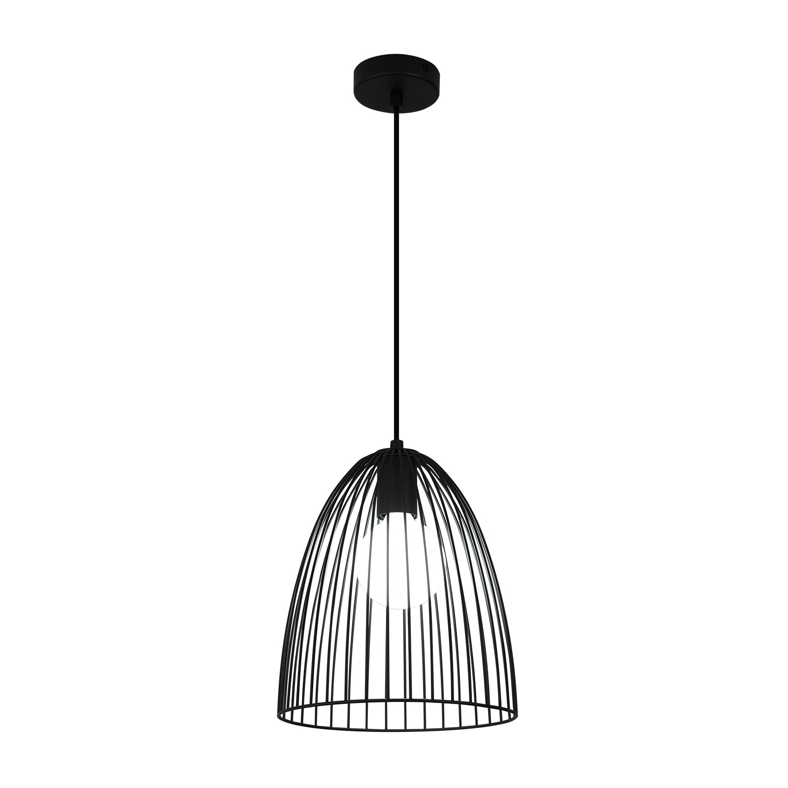 Lustre industriel en métal, lustre cage rétro noir E27