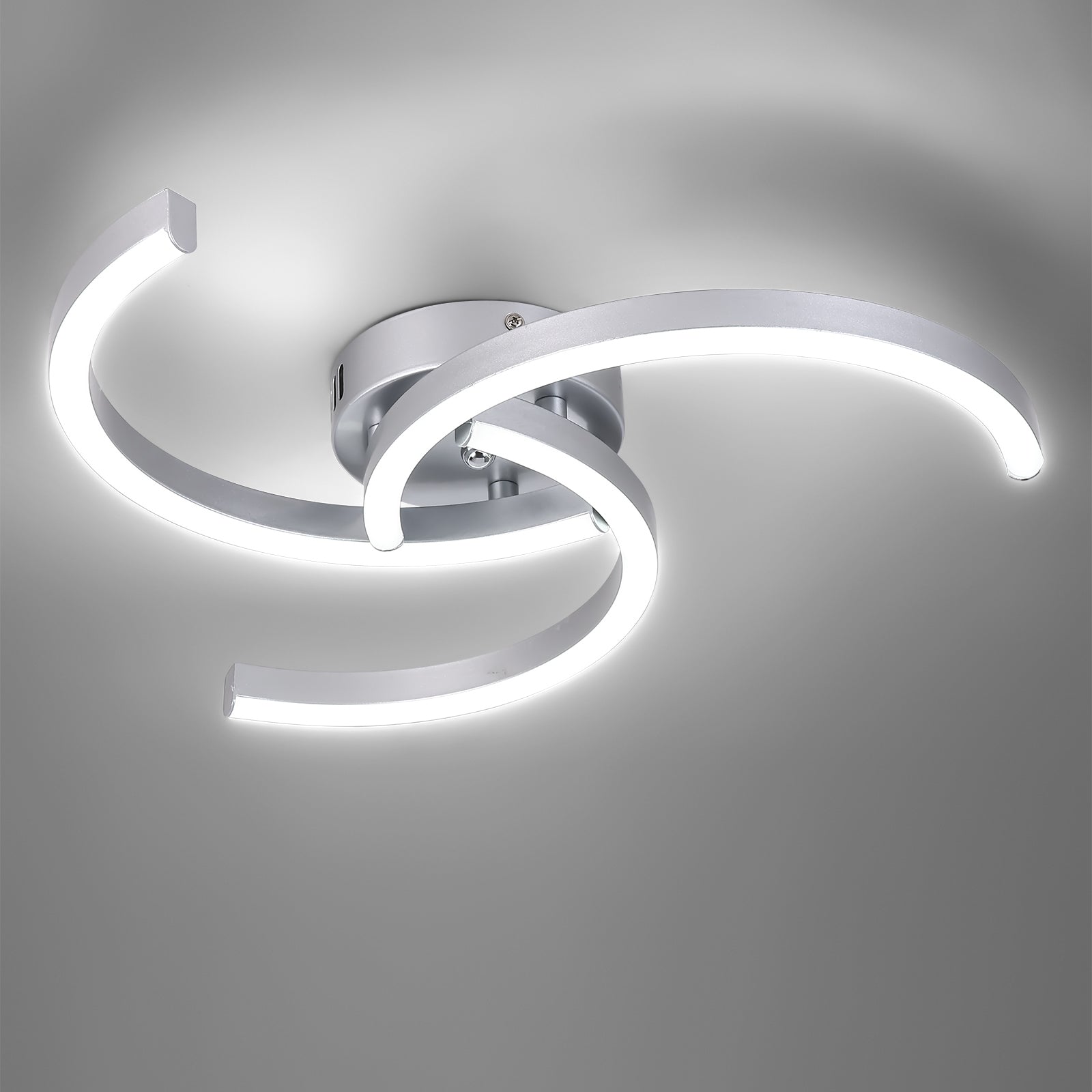 Plafonnier LED en aluminium à trois bras courbés, lumière blanche 6500K