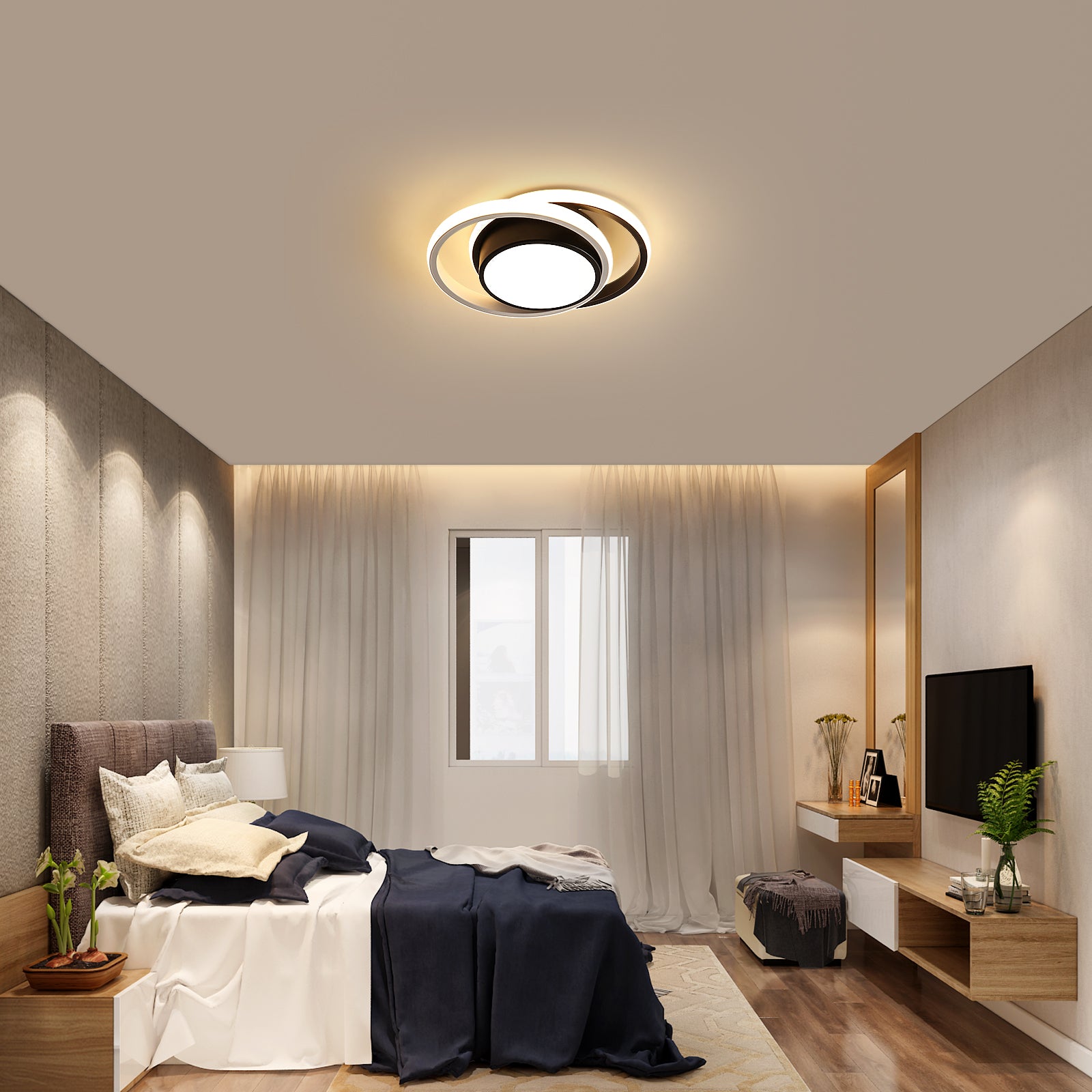 Plafonnier LED rond, Lampe de Plafond moderne 32W