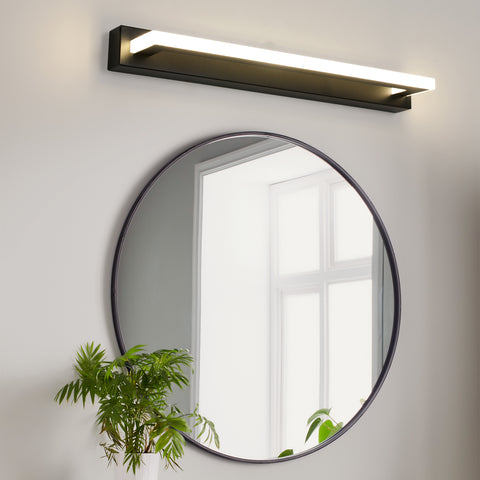 Applique Murale LED en Acrylique Noir 42cm - Éclairage Miroir 9W, Lumière Neutre 4500K, 220V, Sans Scintillement, Installation Polyvalente