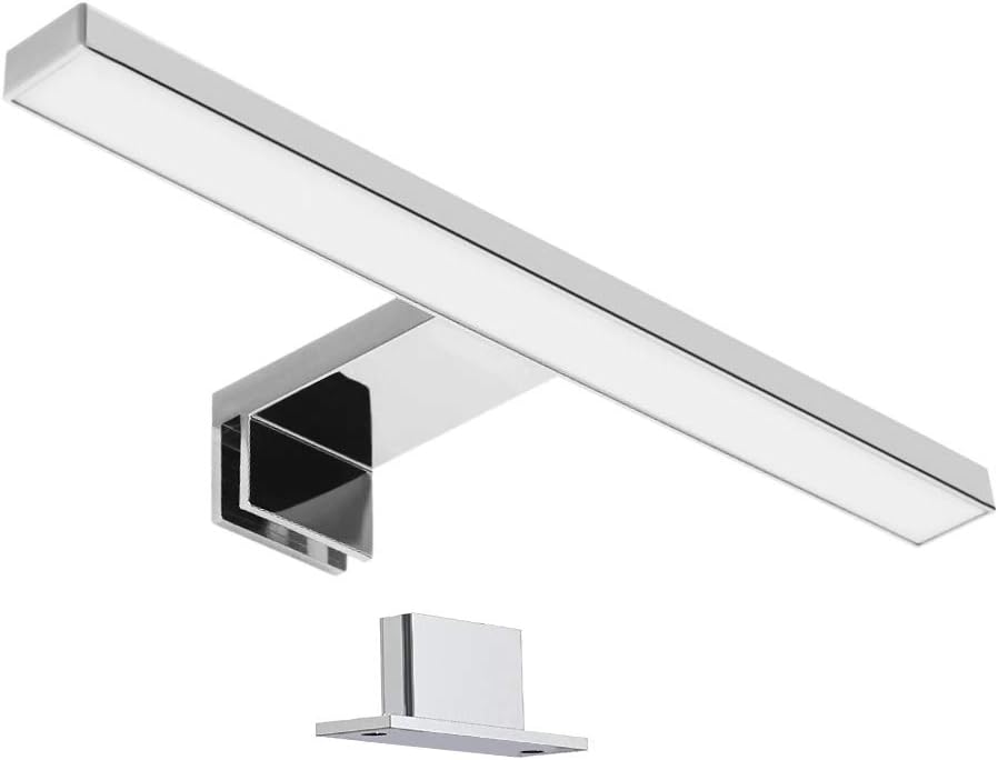 Miroir LED Salle de bain, chambre à coucher, armoire de cuisine, éclairage intérieur moderne, étanche IP44, chrome, 4000K lumière neutre [Classe d'én