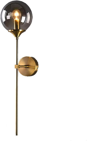 Nordique moderne verre applique E14 or LED fond applique murale pour cuisine salle de bain luminaire intérieur décor à la maison (gris fumé)