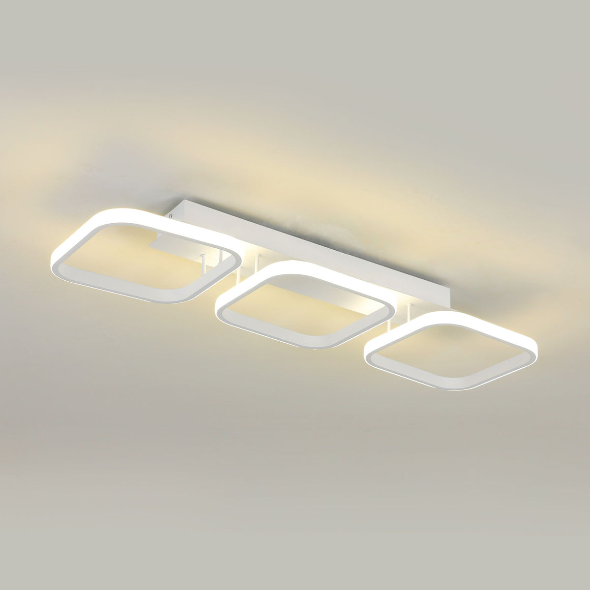 Plafonnier LED 40W, Plafonnier Géométrique Simple, Plafonnier Créatif Carré en Métal, Convient pour Salon, Chambre, Salle à Manger, Lumière Neutre 4000K (Blanc)