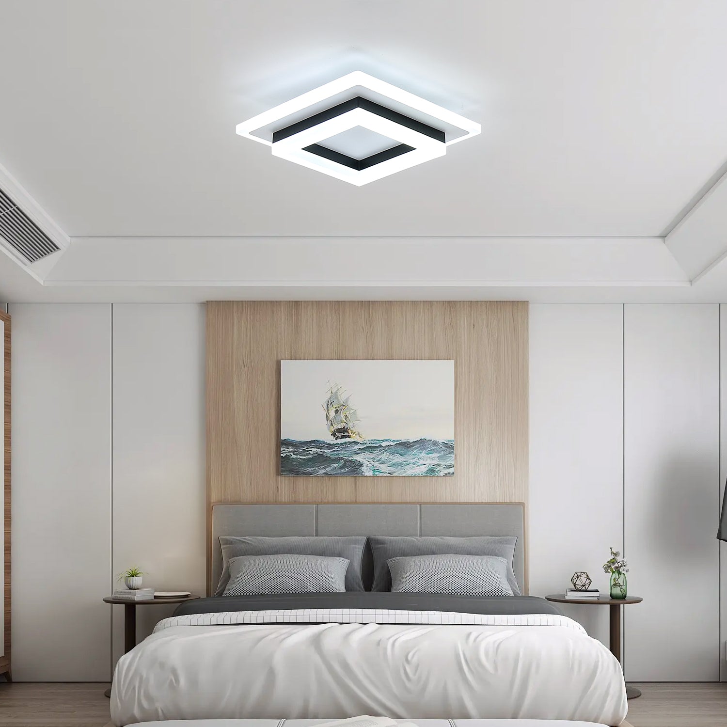 Plafonnier Led Carré 24W, Lampe de Plafond en Acrylique