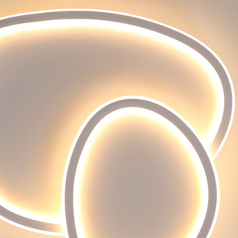 Plafonnier LED Moderne Dimmable en Forme de Galet - Blanc, 50*45.5*6.5cm, avec Télécommande, trois couleur de lumière, 220V - pour le Salon, la Chamb