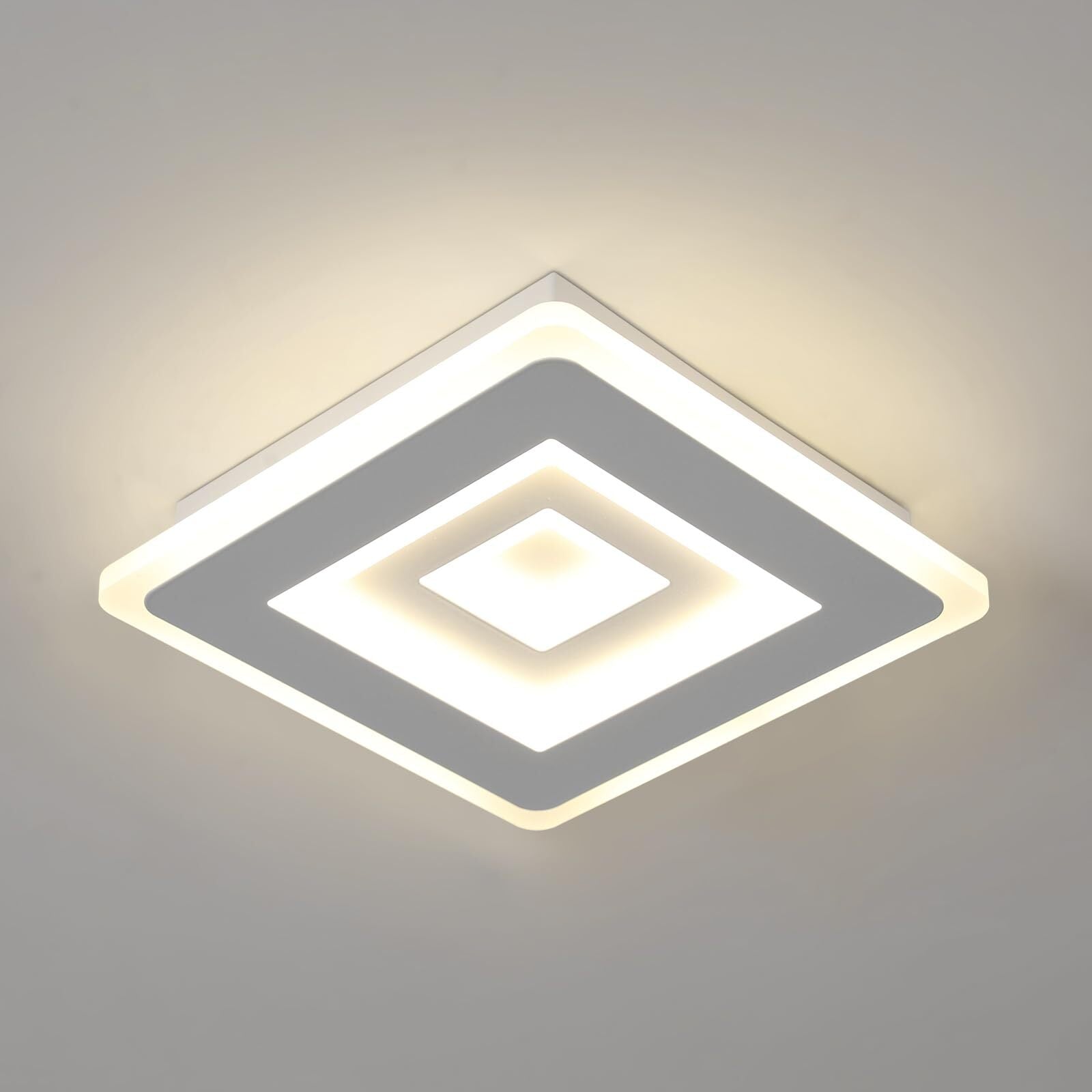 Plafonnier LED Ultra-mince, Blanc, 28W 4000K Lumière Blanche Neutre, en Acrylique