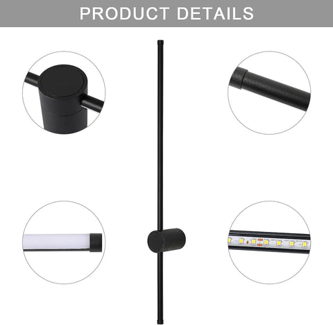 Applique Murale LED Moderne Forme de ligne Lampe murale 360° Rotative Blanc Chaud 3000K Pour salon,chambre à coucher,couloir, entrée Noir 100cm