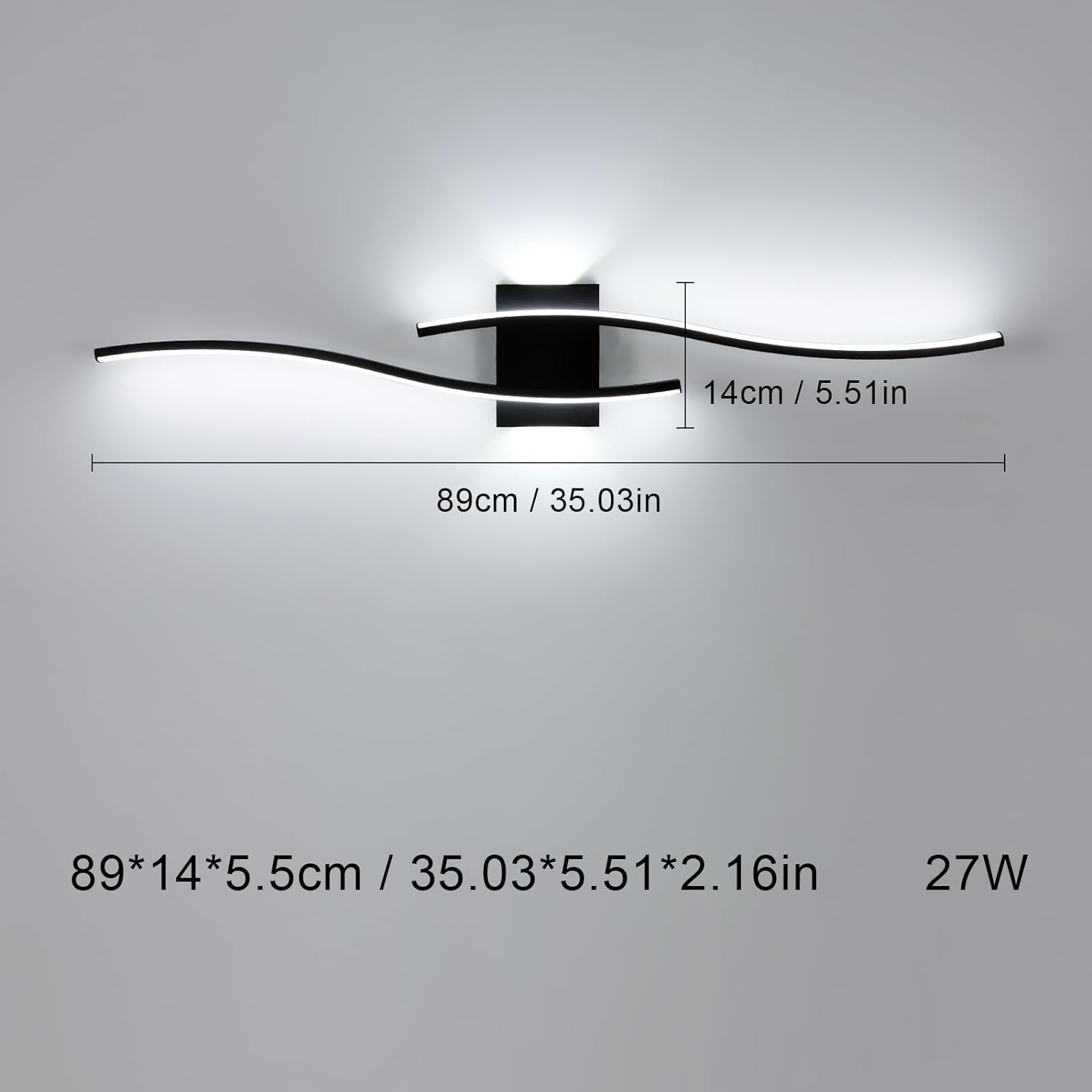 Tableau des dimensions des lampes murales 