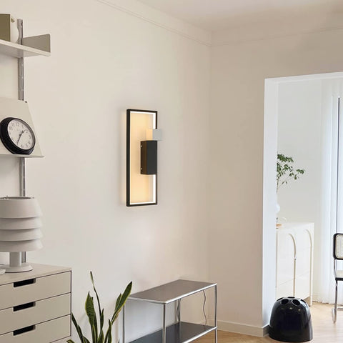 Applique Murale LED Intérieur, Design Géométrique Créatif Noir de 15W 1200LM, Lampe Murale en Acrylique Blanc Chaud 3000K Moderne pour Salon, Chambre à Coucher, Couloir, Escalier