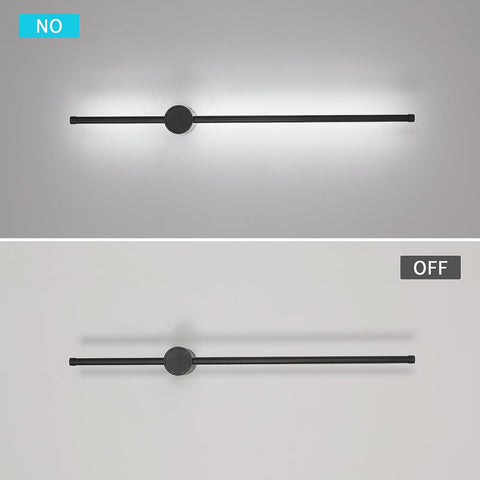 Applique Murale Intérieur, Applique Murale Led 360° Rotative 6500K Blanc Froid, Lampe Murale Moderne Noir pour Chambre Salon Salle à Manger Couloir Escalier 80cm