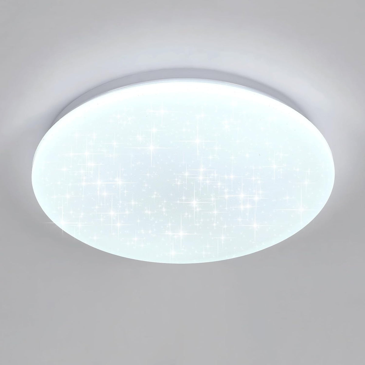 Luminaire Plafonnier, 24W Lampe de Plafond Ronde avec Effet Étoiles, Lustre LED Plafonnier Moderne