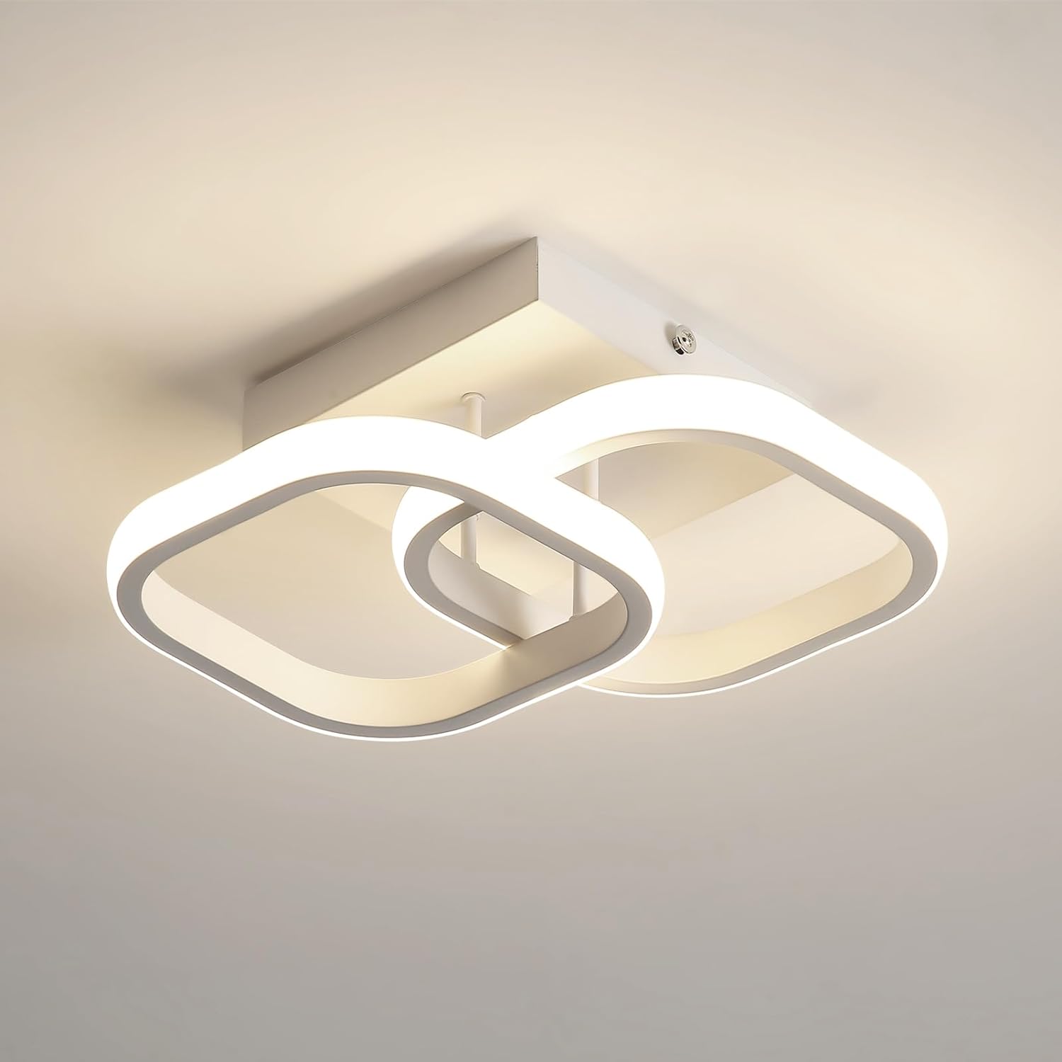 Plafonnier LED Moderne, Lampe de Plafond en Acrylique 4500K Lumière Naturelle, Carré Luminaire Plafonnier Blanc