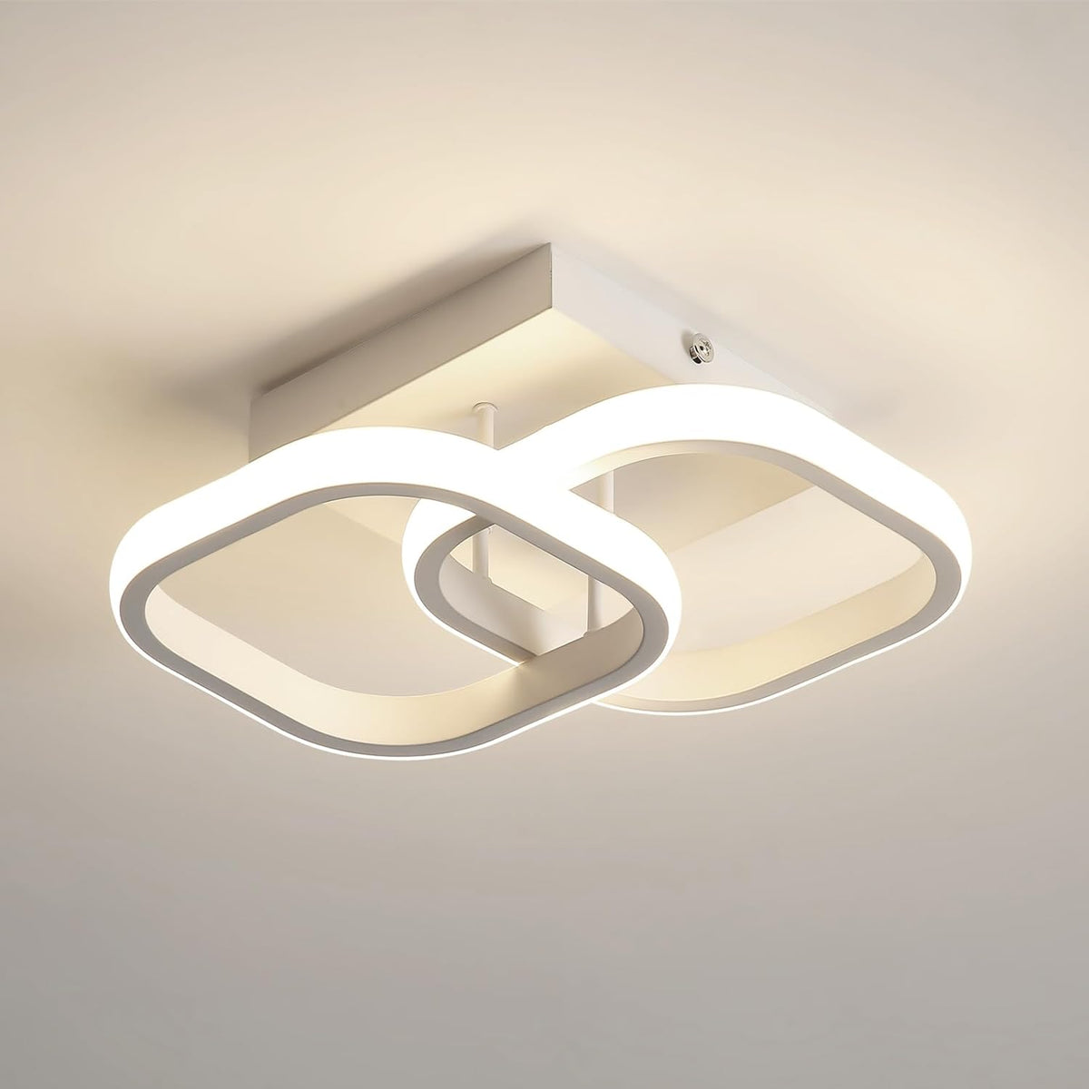 Plafonnier LED Moderne, Lampe de Plafond en Acrylique 4500K Lumière Naturelle, Carré Luminaire Plafonnier Blanc