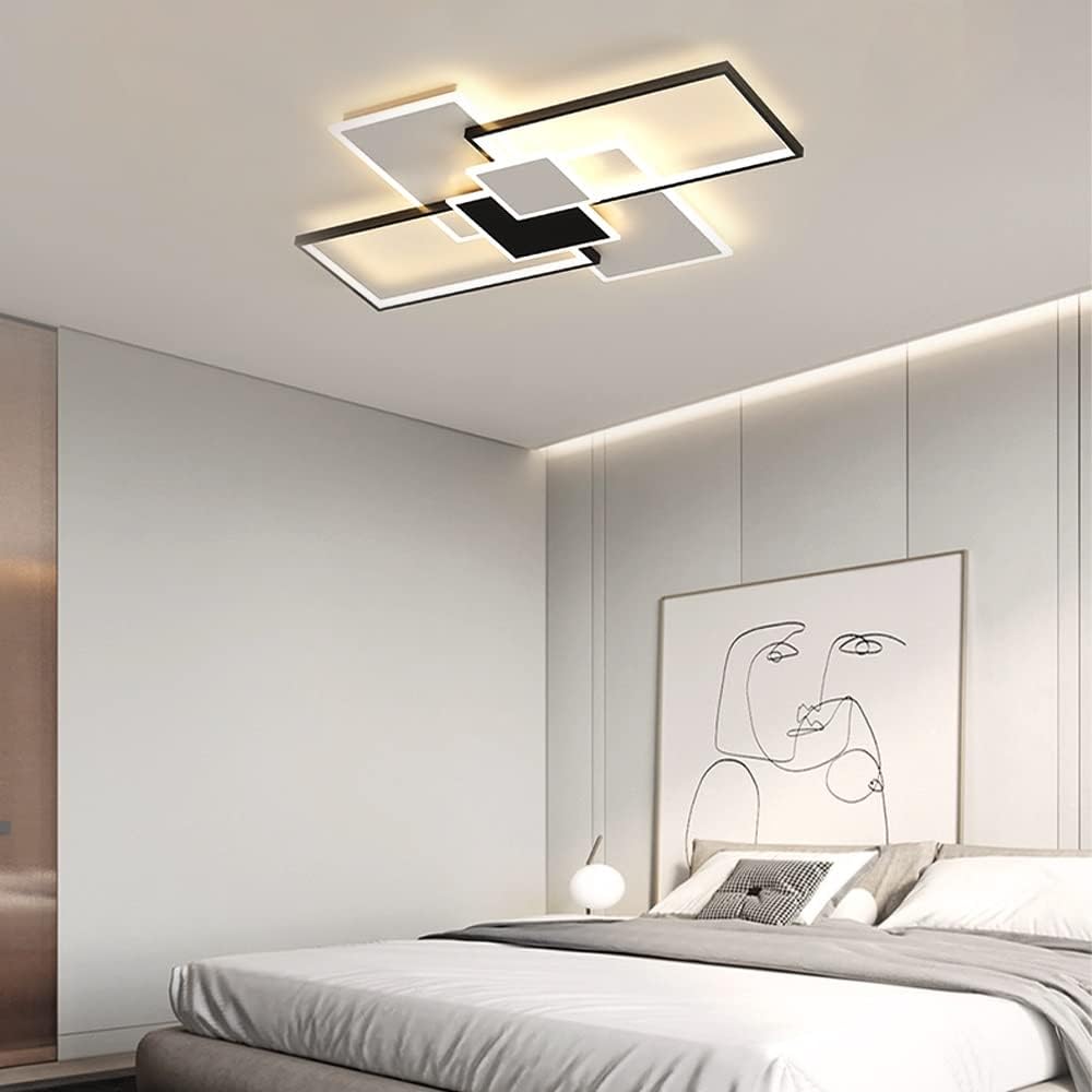 Plafonnier LED Dimmable avec Télécommande - Design Créatif en Forme de Cercle Métallique