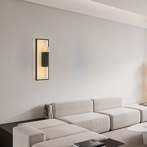 Applique Murale LED Intérieur, Design Géométrique Créatif Noir de 15W 1200LM, Lampe Murale en Acrylique Blanc Chaud 3000K Moderne pour Salon, Chambre à Coucher, Couloir, Escalier