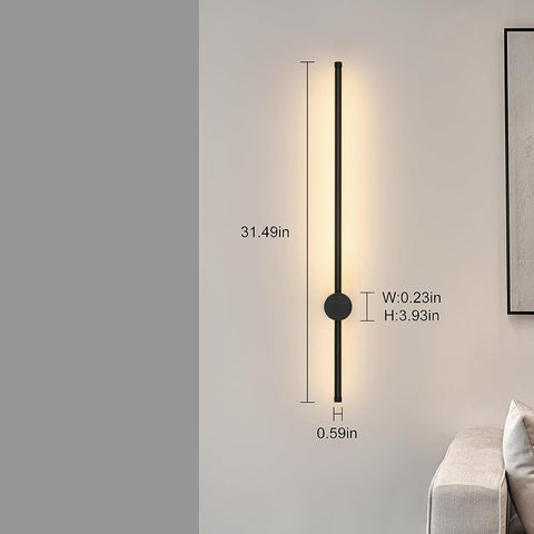 Applique Murale LED Moderne Forme de ligne Lampe murale 360° Rotative Blanc Chaud 3000K Pour salon,chambre à coucher,couloir, entrée Noir 80cm