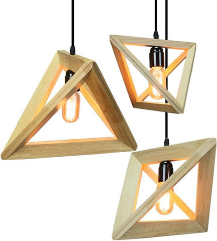 E27 Créatif Suspensions Luminaires Industrielle Bois Plafonnier Moderne Luminaire Lumiere Contemporain Suspensions Plafonniers Luminaire (Forme de triangle) non incluse Ampoule