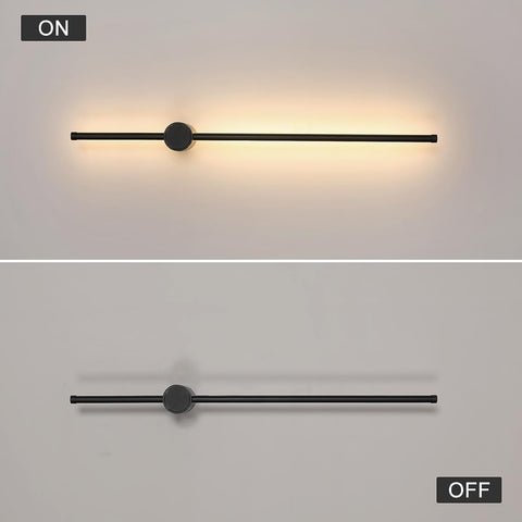 Applique Murale LED Moderne Forme de ligne Lampe murale 360° Rotative Blanc Chaud 3000K Pour salon,chambre à coucher,couloir, entrée Noir 80cm