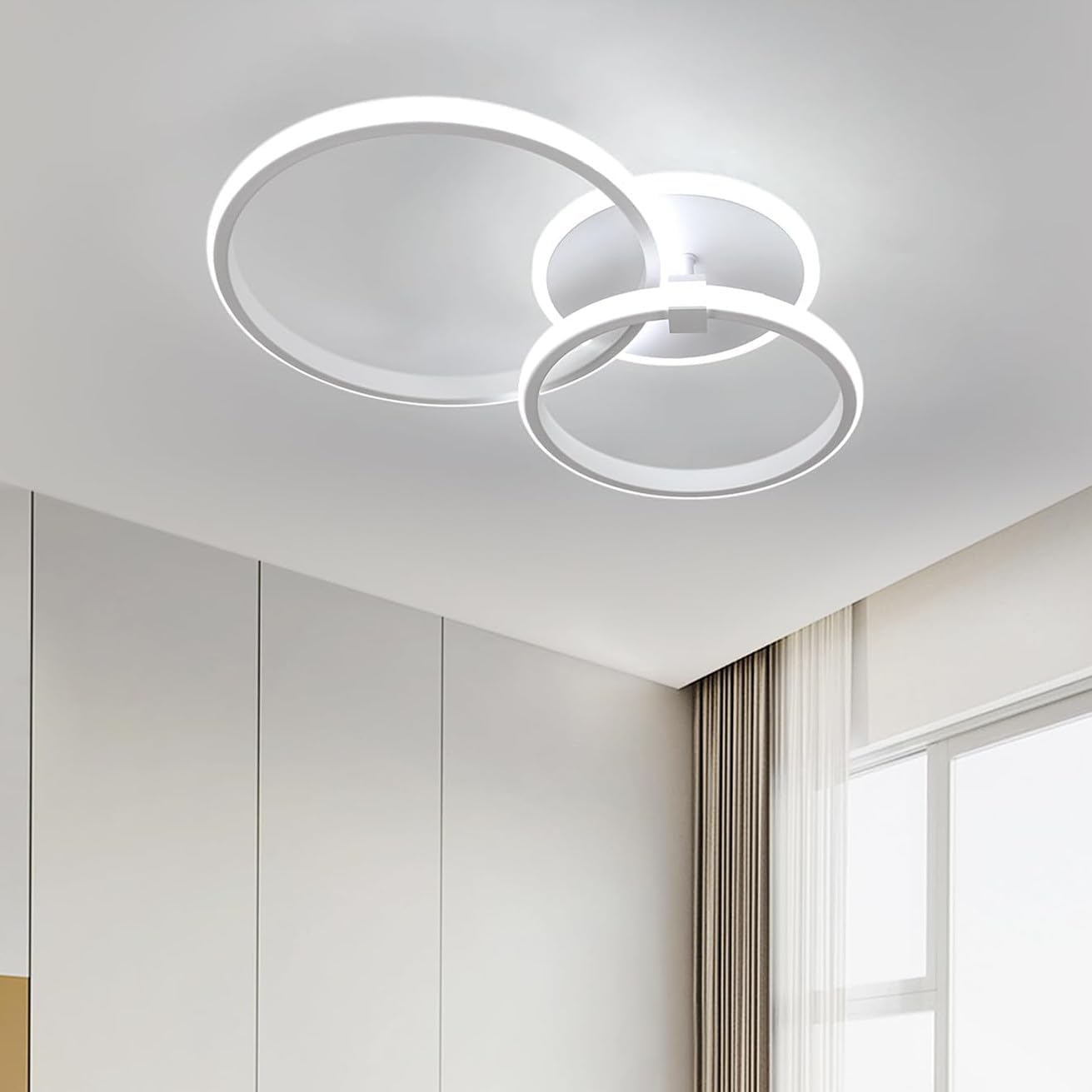 Plafonnier LED Moderne, Lampe de Plafond Ronde 42W 3500LM, Lustre LED Plafonnier