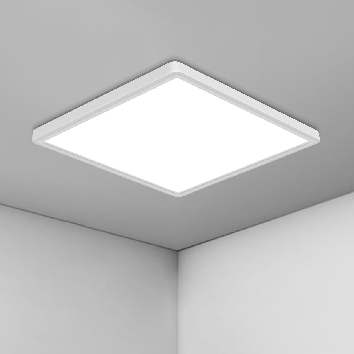 Plafonnier LED Ultra-fin Moderne - Carré 30cm, Blanc, 36W, Lumière Blanche