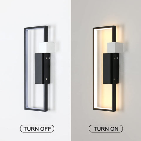 Applique Murale LED Intérieur, Design Géométrique Créatif Noir de 15W 1200LM, Lampe Murale en Acrylique Blanc Chaud 3000K Moderne pour Salon, Chambre à Coucher, Couloir, Escalier
