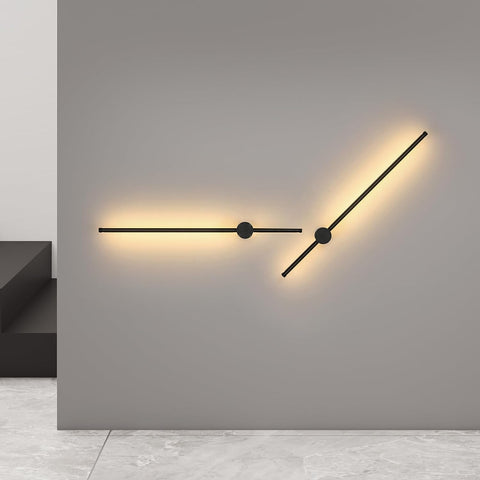 Applique Murale LED Moderne Forme de ligne Lampe murale 360° Rotative Blanc Chaud 3000K Pour salon,chambre à coucher,couloir, entrée Noir 80cm