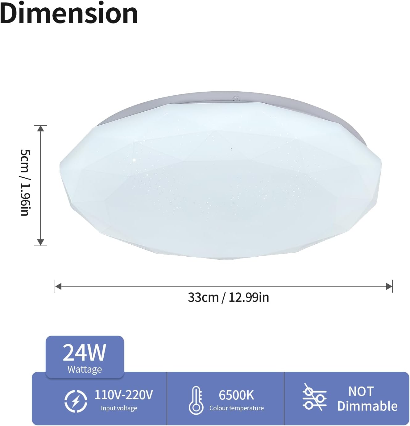 Tableau des dimensions des plafonniers