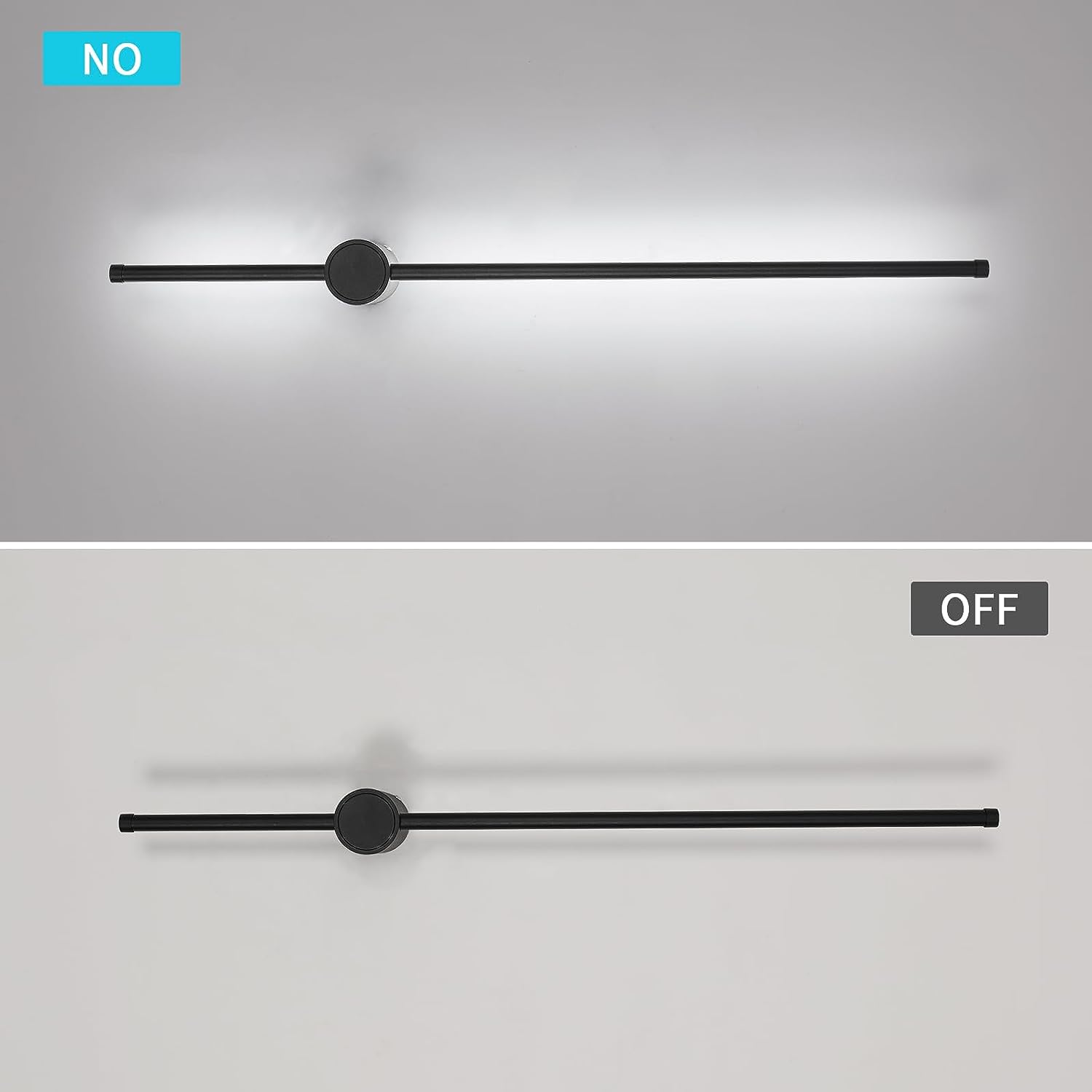 Applique Murale Intérieur, Applique Murale Led 360° Rotative 6500K Blanc Froid, Lampe Murale Moderne Noir pour Chambre Salon Salle à Manger Couloir Escalier 100cm