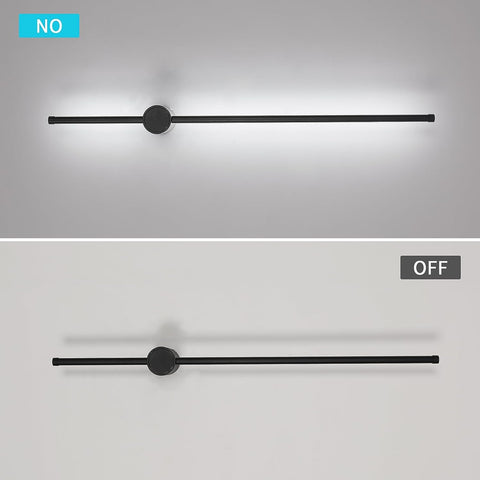 Applique Murale Intérieur, Applique Murale Led 360° Rotative 6500K Blanc Froid, Lampe Murale Moderne Noir pour Chambre Salon Salle à Manger Couloir Escalier 100cm