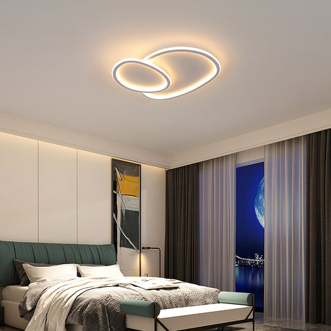 Plafonnier LED Moderne Dimmable en Forme de Galet - Blanc, 50*45.5*6.5cm, avec Télécommande, trois couleur de lumière, 220V - pour le Salon, la Chamb