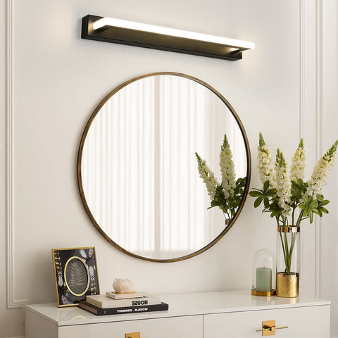 Applique Murale LED en Acrylique Noir 42cm - Éclairage Miroir 9W, Lumière Neutre 4500K, 220V, Sans Scintillement, Installation Polyvalente