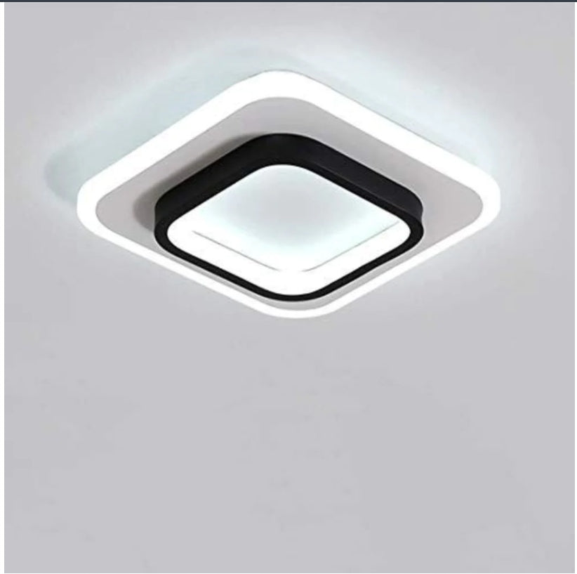 Plafonnier LED, Carré Noir + Blanc, 40W 6500K Lumière Blanche Froide, 40*40*5CM, pour Allée de Couloir