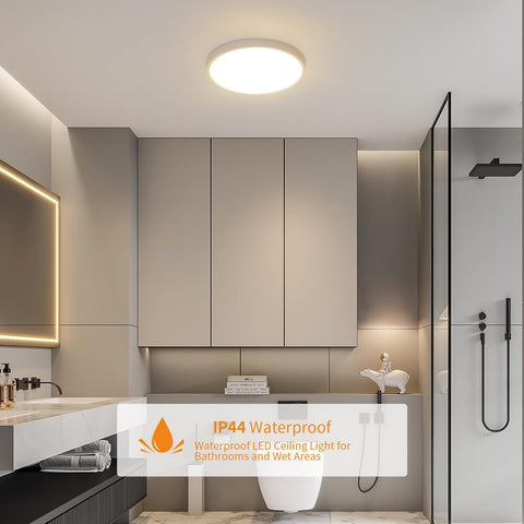 Plafonnier LED Ø30cm 24W 2160LM Lampe De Plafond IP44 Plafonnier Salle De Bain LED Pour Chambre, Salle De Bain, Cuisine, Couloir, Balcon Lumière 4500K Blanche Neutre