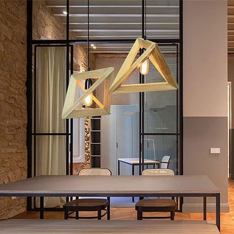 E27 Créatif Suspensions Luminaires Industrielle Bois Plafonnier Moderne Luminaire Lumiere Contemporain Suspensions Plafonniers Luminaire (Forme de triangle) non incluse Ampoule