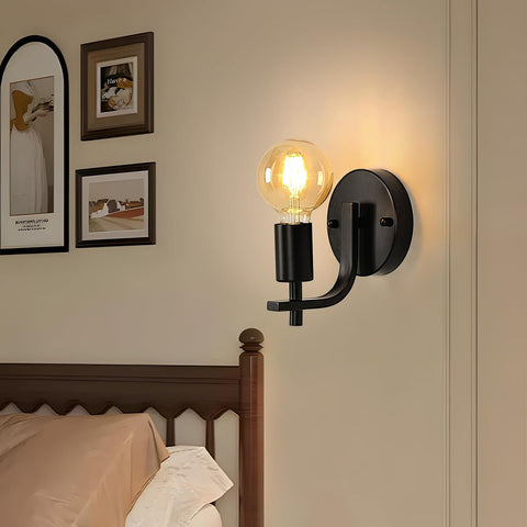 4 Packs - Applique Murale Noire en Métal - Suspension Intérieure Base E27 (sans Ampoule) - pour Chambre Entrée