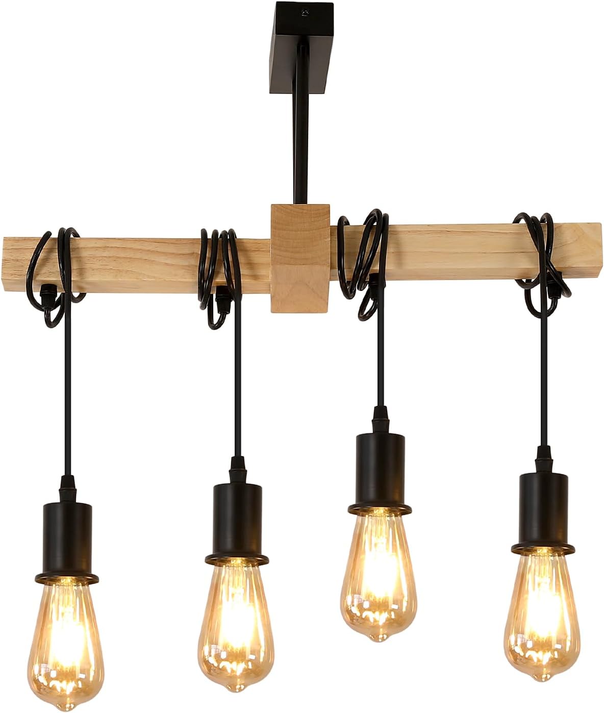 Suspension artistique en bois (Douille E27, Ampoule non incluse, 220V)