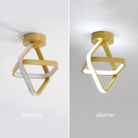 Plafonnier LED 22W, Lampe de Plafond Moderne en Métal, Or Carré Luminaire éclairage Plafond pour Décoratif Salon Salle à Manger Chambre, Lumière Blanche Froide 6000K