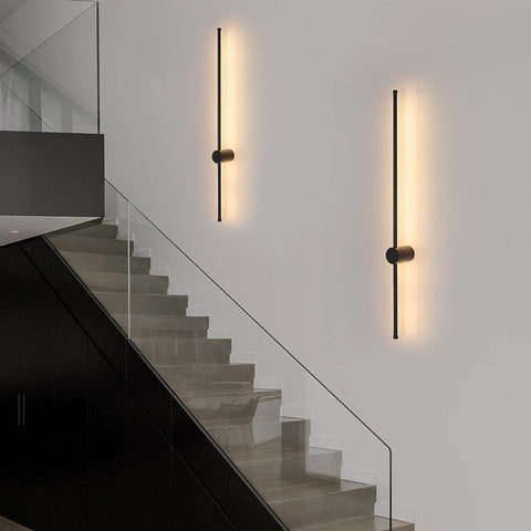 Applique Murale LED Moderne Forme de ligne Lampe murale 360° Rotative Blanc Chaud 3000K Pour salon,chambre à coucher,couloir, entrée Noir 100cm