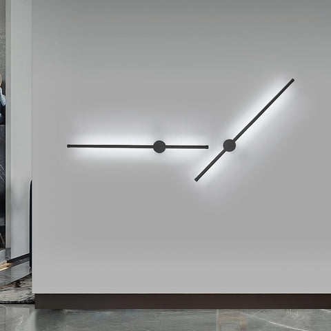 Applique Murale Intérieur, Applique Murale Led 360° Rotative 6500K Blanc Froid, Lampe Murale Moderne Noir pour Chambre Salon Salle à Manger Couloir Escalier 80cm