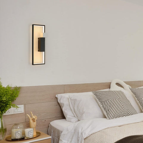 Applique Murale LED Intérieur, Design Géométrique Créatif Noir de 15W 1200LM, Lampe Murale en Acrylique Blanc Chaud 3000K Moderne pour Salon, Chambre à Coucher, Couloir, Escalier