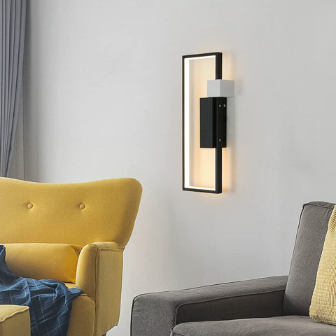 Applique Murale LED Intérieur, Design Géométrique Créatif Noir de 15W 1200LM, Lampe Murale en Acrylique Blanc Chaud 3000K Moderne pour Salon, Chambre à Coucher, Couloir, Escalier