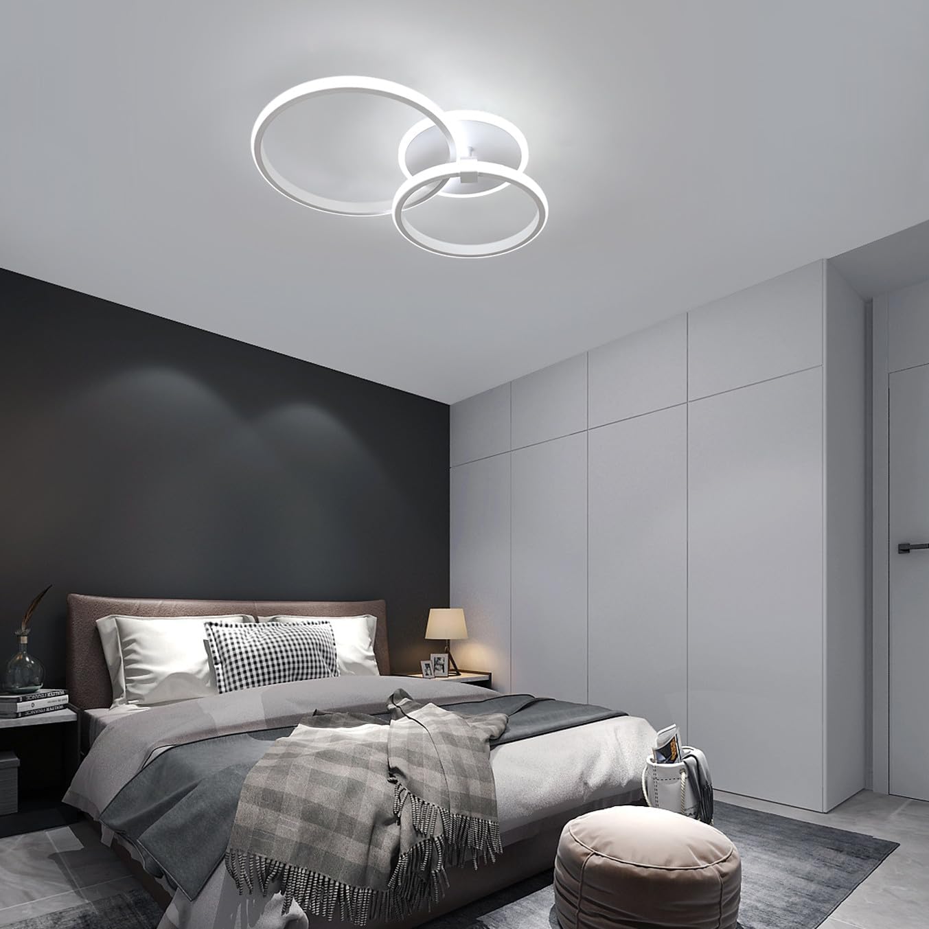 Plafonnier LED Moderne, Lampe de Plafond Ronde 42W 3500LM, Lustre LED Plafonnier