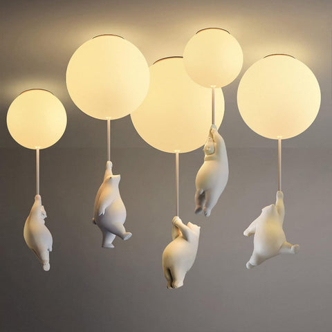 Plafonnier scandinave moderne Ours debout 25cm Abat-jour acrylique Tête E27 sans source lumineuse Convient pour chambre Salon Patio Café