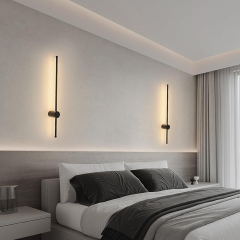 Applique Murale LED Moderne Forme de ligne Lampe murale 360° Rotative Blanc Chaud 3000K Pour salon,chambre à coucher,couloir, entrée Noir 80cm