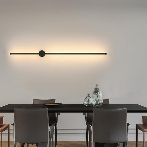 Applique Murale LED Moderne Forme de ligne Lampe murale 360° Rotative Blanc Chaud 3000K Pour salon,chambre à coucher,couloir, entrée Noir 100cm