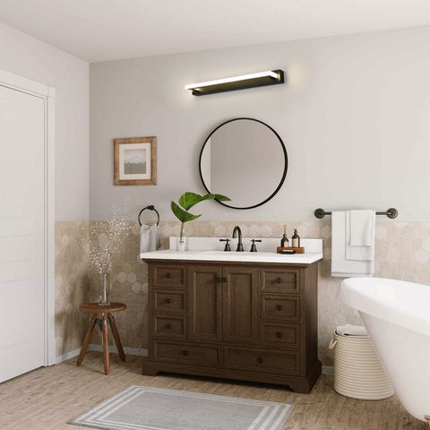 Applique Murale LED en Acrylique Noir 42cm - Éclairage Miroir 9W, Lumière Neutre 4500K, 220V, Sans Scintillement, Installation Polyvalente